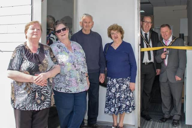 Pictured is manageress Julie Webster, shop assistant, Tricia Smith, volunteer, Coun Bernard Dobbs with wife Pauline and consort David with the Mayor, Coun Graham Cullen.