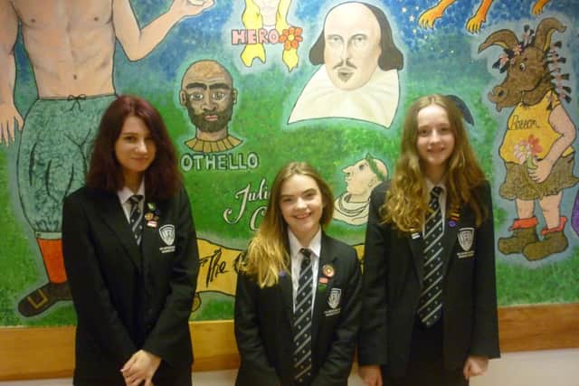 Chloe Chuck (Year 9), Rosy Smith (Year 9) and Poppy Chapman (Year 9). EMN-160516-153532001