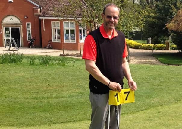 Kenwick Park golfer Chris Hunt at the scene of his first-ever ace EMN-160516-173406002
