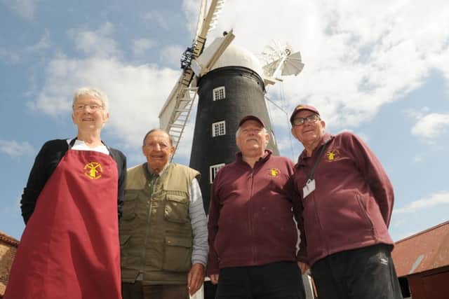 Pictured at Dobson's Mill in Burgh le Marsh, open day are (left to right) Barbara Waite, John Panton, Malcolm Ringsell, Ray Abson, all volunteers at Burgh le Marsh Heritage Centre. ANL-160516-165948001