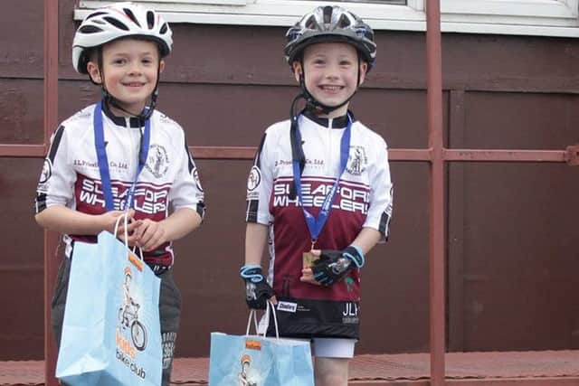 Under-8 winner Thomas Cragg (right) alongside Sleaford Wheelers clubmate Jacob Couling. ubFXx8LiyAOrGWJb9tmI
