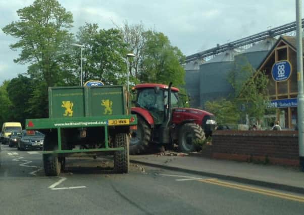 The scene of the collision where a tractor went into a wall outside Co-op, in Skirbeck Road, Boston. Photo: The Boston Bible