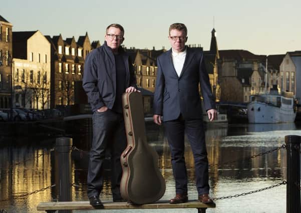 Craig and Charlie Reid, The Proclaimers take a walk on the shore, Leith, Edinburgh, Scotland, UK. 2nd December 2014
PHOTO BY MURDO MACLEOD
All Rights Reserved
Tel + 44 131 669 9659
Mobile +44 7831 504 531
Email:  m@murdophoto.com
STANDARD TERMS AND CONDITIONS APPLY (press button below or see details at http://www.murdophoto.com/T%26Cs.html
No syndication, no redistribution, Murdo Macleods repro fees apply. ARCHIVAL EMN-160518-124345001