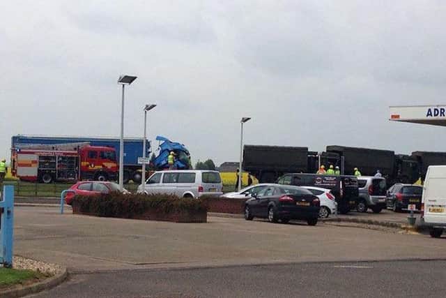 The five lorry crash on the A17. PHOTO: Sandra Warner RkuARoGX3zcrYZIxSubn