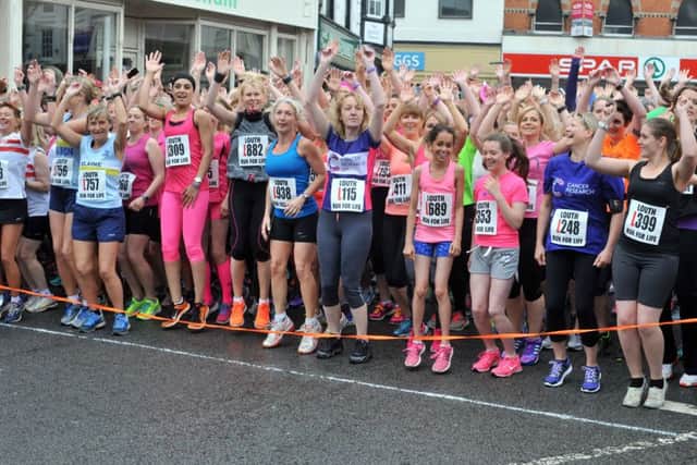 Louth Run for Life - 2015.
10th anniversary event.
The start of the main women's race of the day, which saw over 900 take part. EMN-160520-143834001
