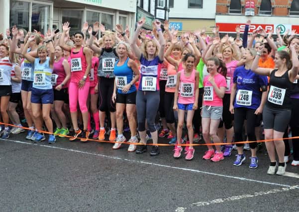 Louth Run for Life - 2015. 
10th anniversary event. 
The start of the main women's race of the day, which saw over 900 take part. EMN-160520-143834001