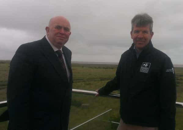 Coun Colin Davie, executive member for Economic Development at Lincolnshire County Council (left) with Paul Learoyd, chief executive of the Lincolnshire Wildlife Trust at the new visitor centre at Gibraltar Point in Skegness, ANL-160525-125324001