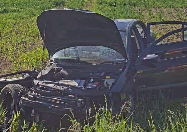 The scene of the crash near Fulnetby this morning. PHOTO: Karl Turrill