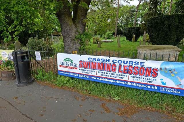 The banners at the graveyard in Woodhall Spa EMN-160524-160654001
