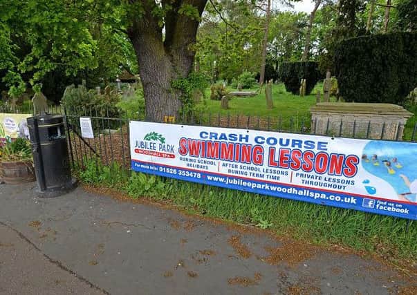 The banners at the graveyard in Woodhall Spa EMN-160524-160654001
