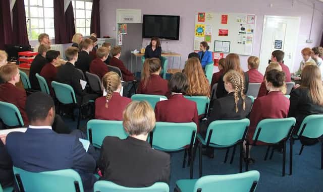 Students take part in the question and answer session with Nicky Morgan and Victoria Atkins EMN-160525-151710001