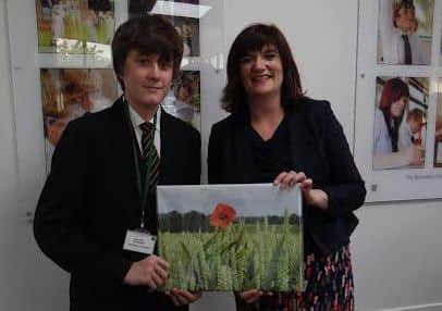 Ms Morgan with award-winning Banovallum student Arnie Harris EMN-160525-151802001