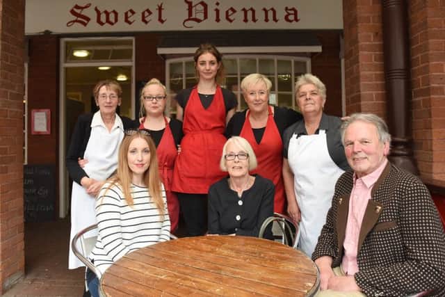 Last day of trading for Sweet Vienna. Pictured (from left) Kirsty Owen, owners Liz Hrubesch and Walter Hrubesch, (back, from left) members of staff Gail Shaw, Tanisha Giglio, Chloe Binns, Angela Goodacre, and Helen Sellers.