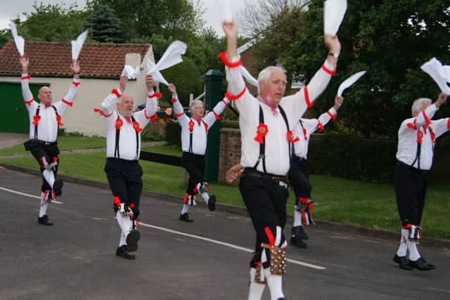 Grimsby Morris Men dancing dancing at another pump blessing event (Lin) EMN-160527-191823001