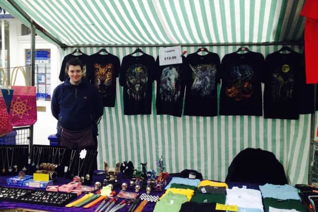 Richard Manley sells his unique products. EMN-160528-121717001
