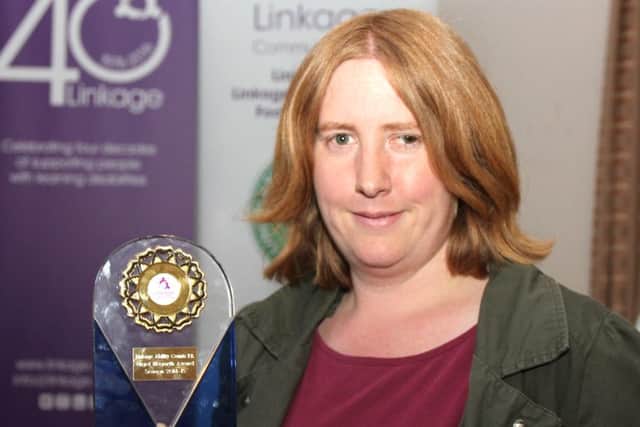 Louise Polydore won the Nigel Howarth Award for services to disability football EMN-160530-150543002