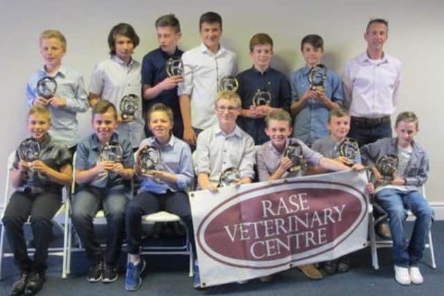 Market Rasen Under 13s at the Mid Lincs League presentation evening EMN-160206-094609002