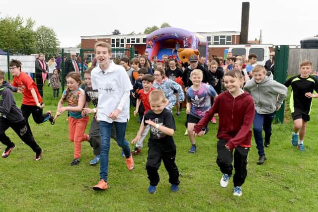 Run to Remember event at Wainfleet's Magdalen School. Start of the charity run.