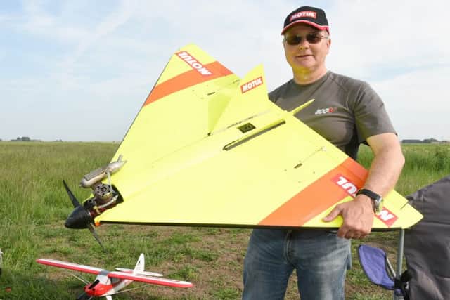 Drivers 4 Defibs fun day at Billinghay. Richard Scarbrough of Sleaford with his Delta wing remote contolled aircraft. EMN-160606-170227001