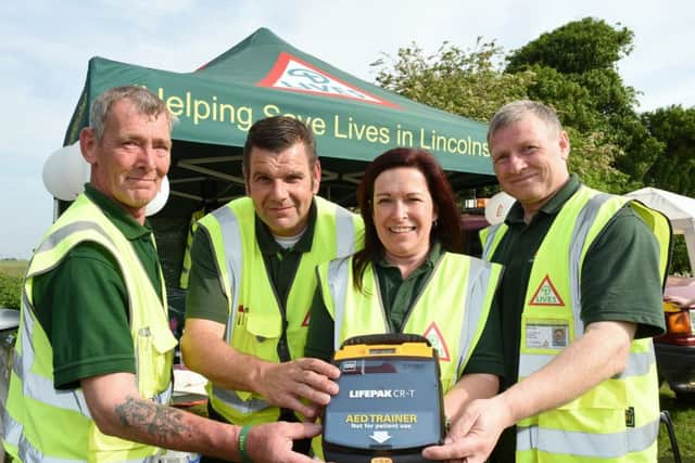 Drivers 4 Defibs fun day at Billinghay. Members of LIVES L-R Pete Saiger, Tony Dimmock, Kirsty Raywood, Brian Clark EMN-160606-170215001