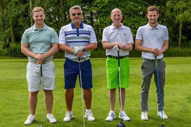 Golf Day winners James Wood, Mark Hall, Simon Wood and Jo Wood.