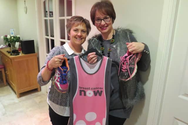 Best foot forward! Tina Hargrave, left, and Rachel Warrington are preparing to conquer the 100km Ridgeway challenge.