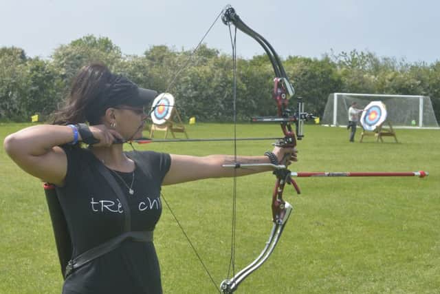 Jade Wootton, from Mablethorpe, at Louth Archery Club's Have A Go day PICTURE: Ian Holmes EMN-160906-113804002