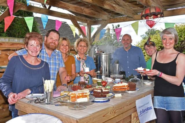 Alex Ray, Karl Fisher, Julie Swift, Jo and Rick Swift and Liam and Emma Ray who raised ?615 for St Barnabas Hospice with a tea party at Wragby EMN-160627-114801001