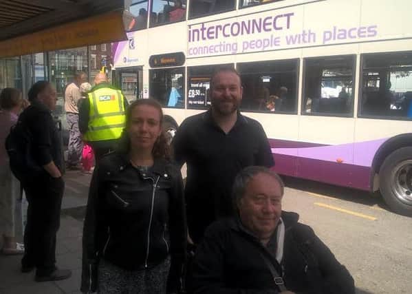 Dick Fowler (front) with Steve Chambers and Leanna Etkins from the Campaign for Better Transport EMN-161006-125114001