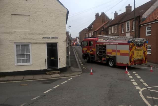 Fire crews closed off the street in Kidgate, Louth.