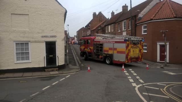 Fire crews closed off the street in Kidgate, Louth.