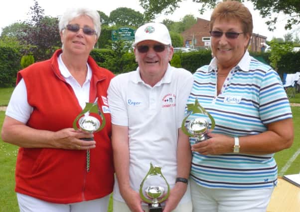 Brenda English, Roger Read and Kathy Keer, winners of the Jubilee Park Challenge Trophy.