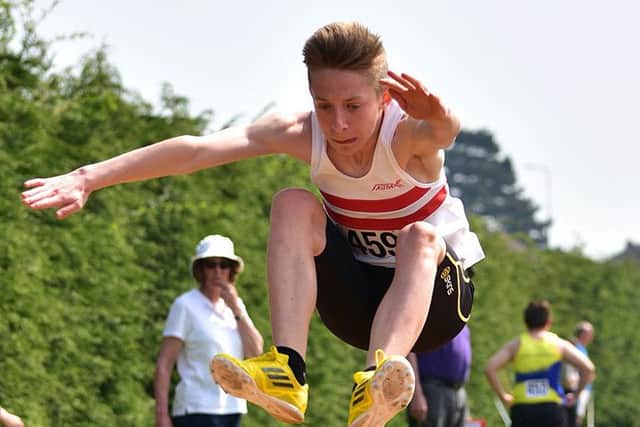 County champion long jumper Caleb Stephenson Picture: Graham Stephenson EMN-160613-154830002
