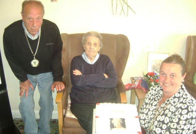 At Waterloo House, the presentation was made by the Deputy Mayor, Cloun Martin Harvey, accompanied by the Mayoress, Jayne Matthews to
Joan Gash and Betty Greathead (not pictured) EMN-160613-080055001