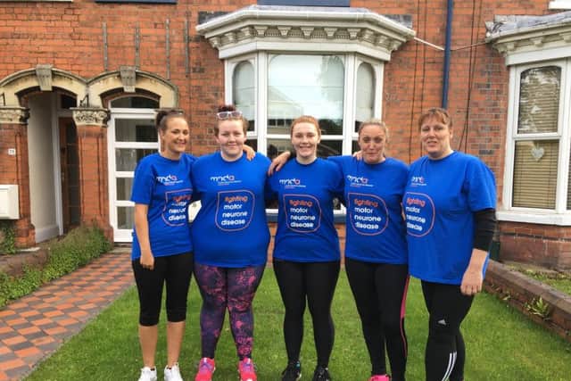 Simone, Elisha, Becky, Emma and Gail before Tough Mudder.