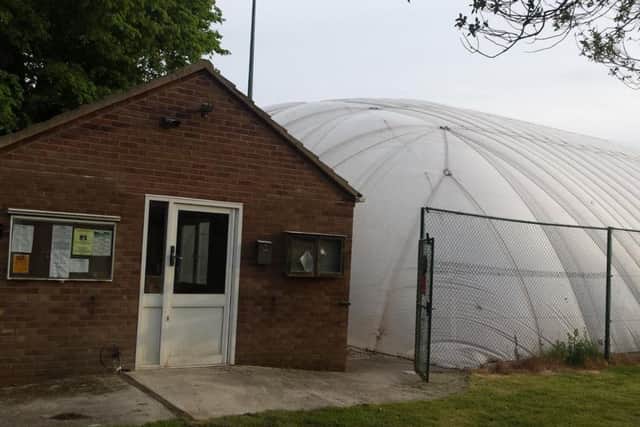 The club house and the 'bubble' dome.