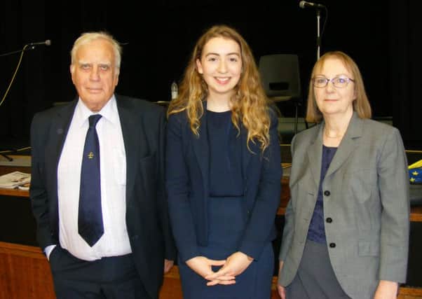Kesteven and Sleaford High School hosts its own EU referendum debate. From left - Derek Clark, Katie Flaherty and Dr Carol Weaver. EMN-160621-141223001