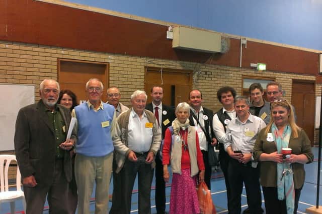Vote Leave campaigners celebrate topping the poll in North Kesteven. EMN-160624-044125001