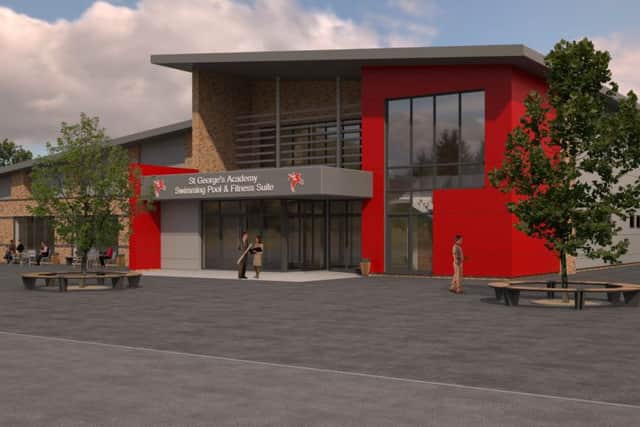 A view of how the outside of the new pool at St george's Academy would look. EMN-160628-101459001