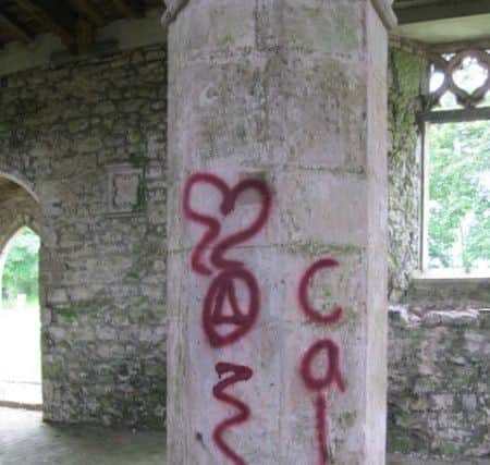 Graffiti at St Botolph's Church in Skidbrooke.
