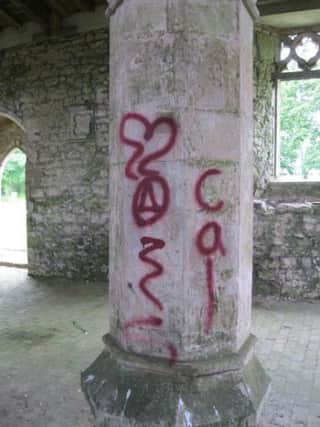 Graffiti at St Botolph's Church in Skidbrooke.