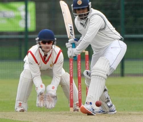 Woodhall Spa batsman Prasanna Jayawardene on his way to 78 runs at Lindum. Photo: Nigel West