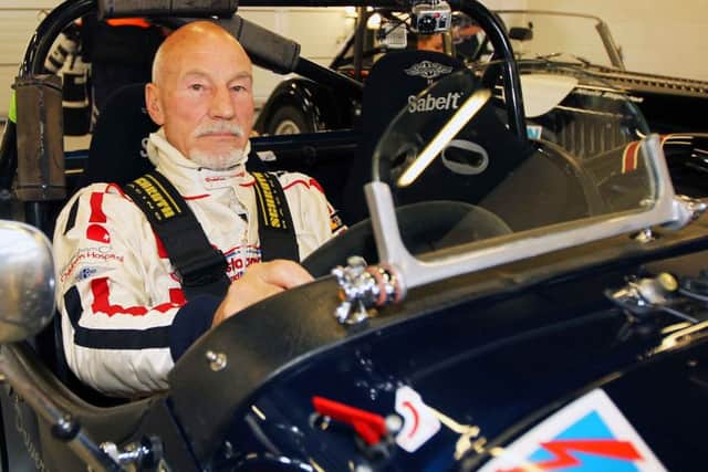 Sir Patrick Stewart Celebrity racing at the Silverstone Classic - Picture by Jamie Lorriman EMN-160507-121517001