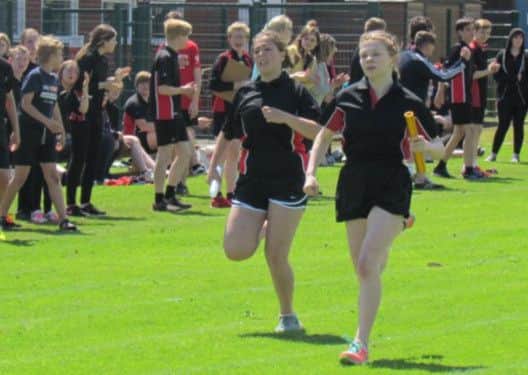 Cordeaux Academy sports day: girls' relay EMN-160707-102910002