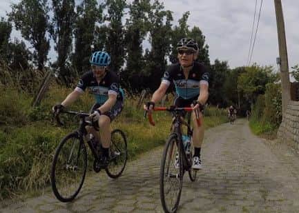 Bostons Dan Carr and Nigel Clare on the cobbles.