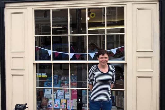 Lucy Roberts - outside her cafe in Horncastle EMN-160624-111552001 EMN-160624-111552001