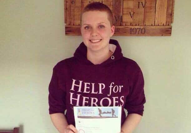 Kirstey after the charity head shave EMN-160714-100119001
