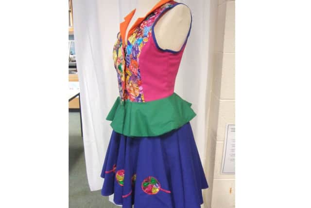 The finished costume design by Matilda Wyatt. EMN-160713-181825001