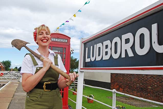 Digging for Victory  Lincolnshire Wolds Railway volunteer Amanda Arnold dressed as a Land Army girl.