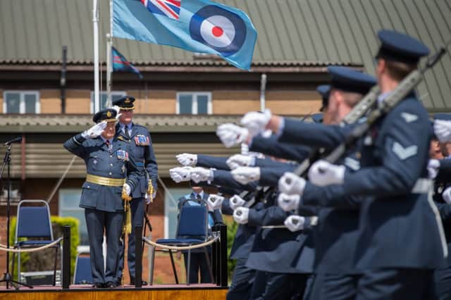Air Marshal Sir Chris Harper, Director General of the NATO International Military Staff and Reviewing Officer at the 41(R) Sqn Centenary parade. EMN-160716-145209001